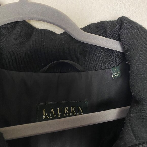 Lauren Ralph Lauren Wool Single Breasted Lined Pea Coat Jacket Black Large - Picture 7 of 7